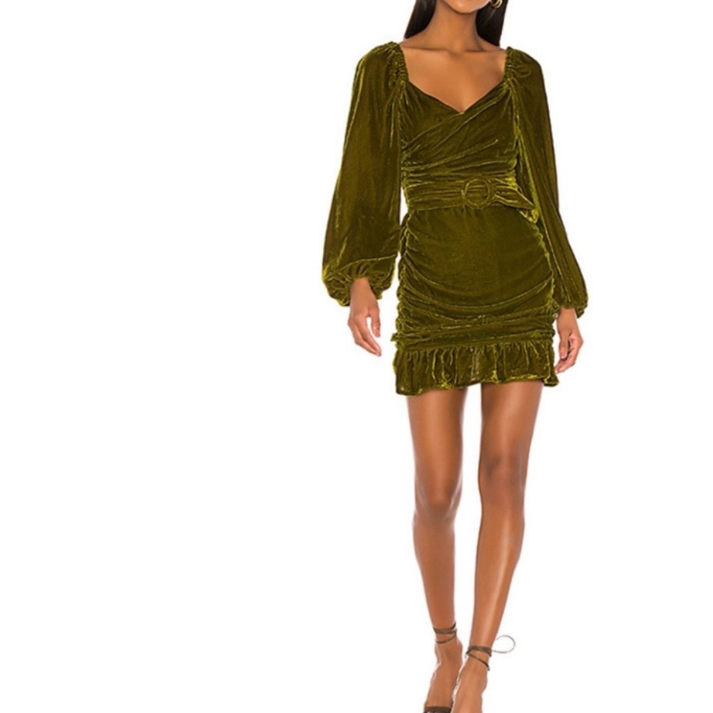 Tularosa Rosa Green Velvet Mini Dress